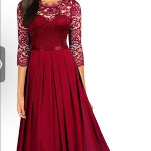Long burgandy lace dress